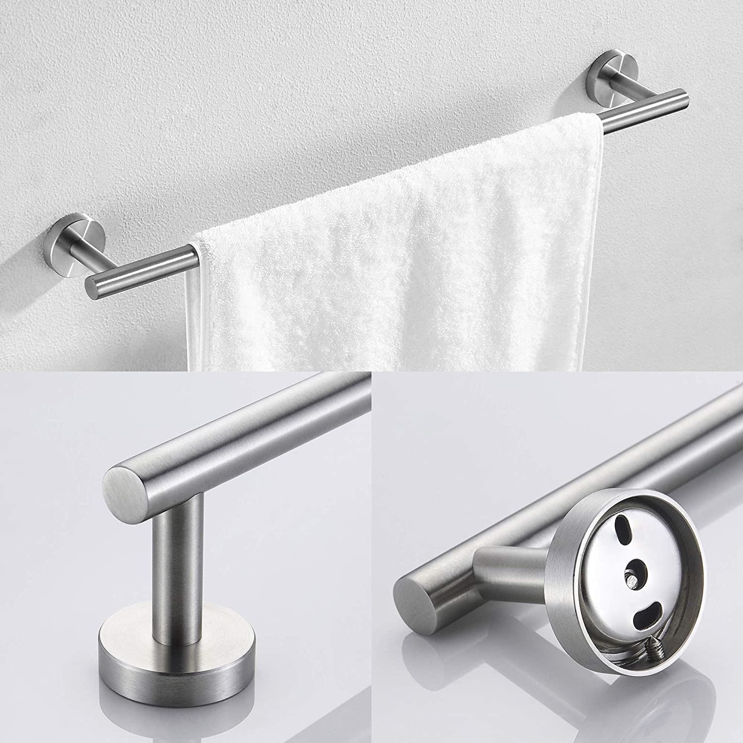 3 Piece Bathroom Hardware Set with Toilet Paper Holder Towel Ring Adjustable Towel Bar Wall Mount Bath Accessory Set