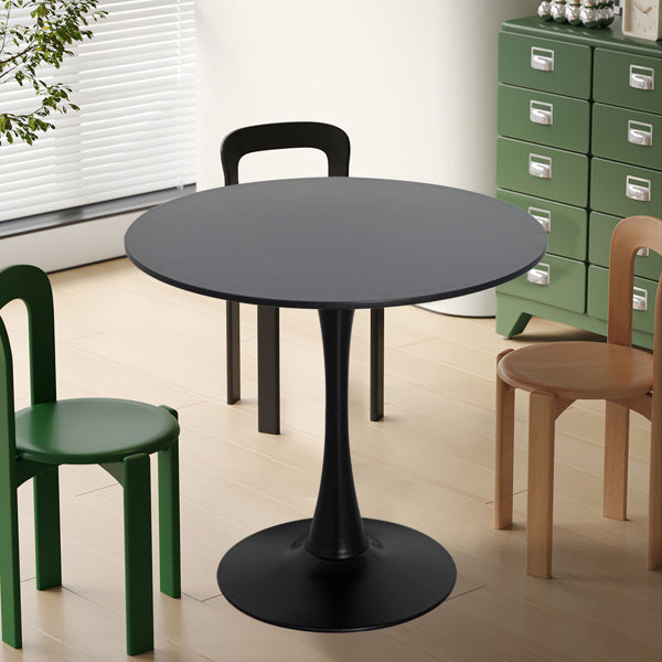 Round Black Dining Table 31.5 Inches, With Base, Medieval Kitchen Dining Table, Coffee Table, Suitable For 2 To 4 People