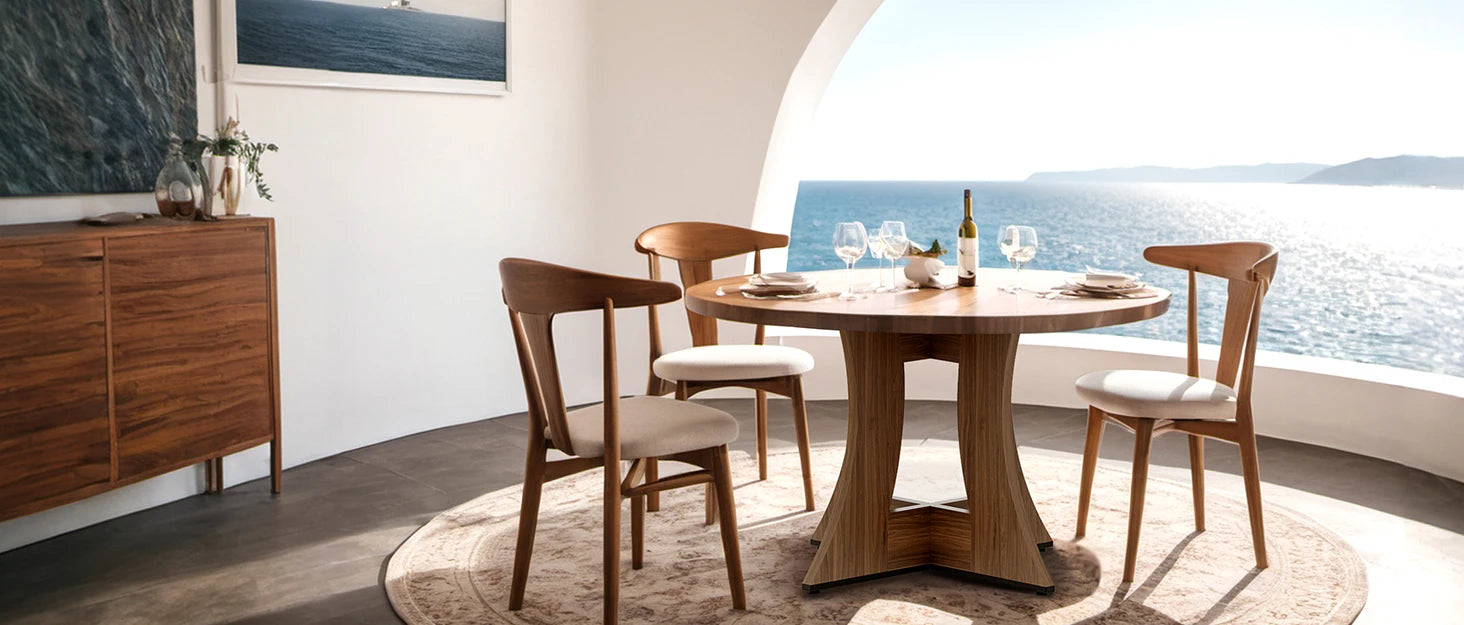 47.24" luxurious Round Dining Table for 4 Person Circle Engineered Wooden Kitchen Table for Home Dining Room Kitchen Living Room
