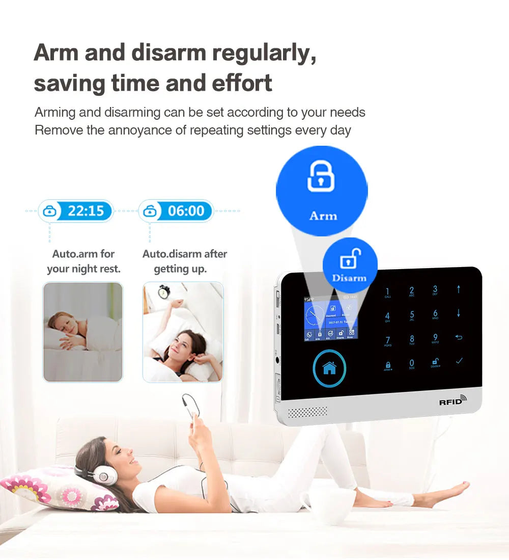 Wireless Home Security System 4G Smart Life App Alerts No Monthly fee, WiFi Alarm, Door Window Motion Sensor, for Home Security