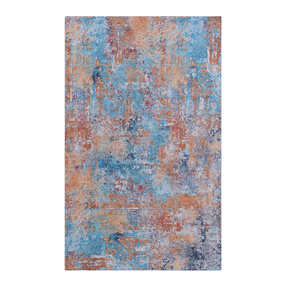 6x9 Washable Low-Pile Area Rug, Non-Slip, Kid & Pet Friendly - Multi Color, Perfect for Living Room, Bedroom, Kitchen - Great Gi