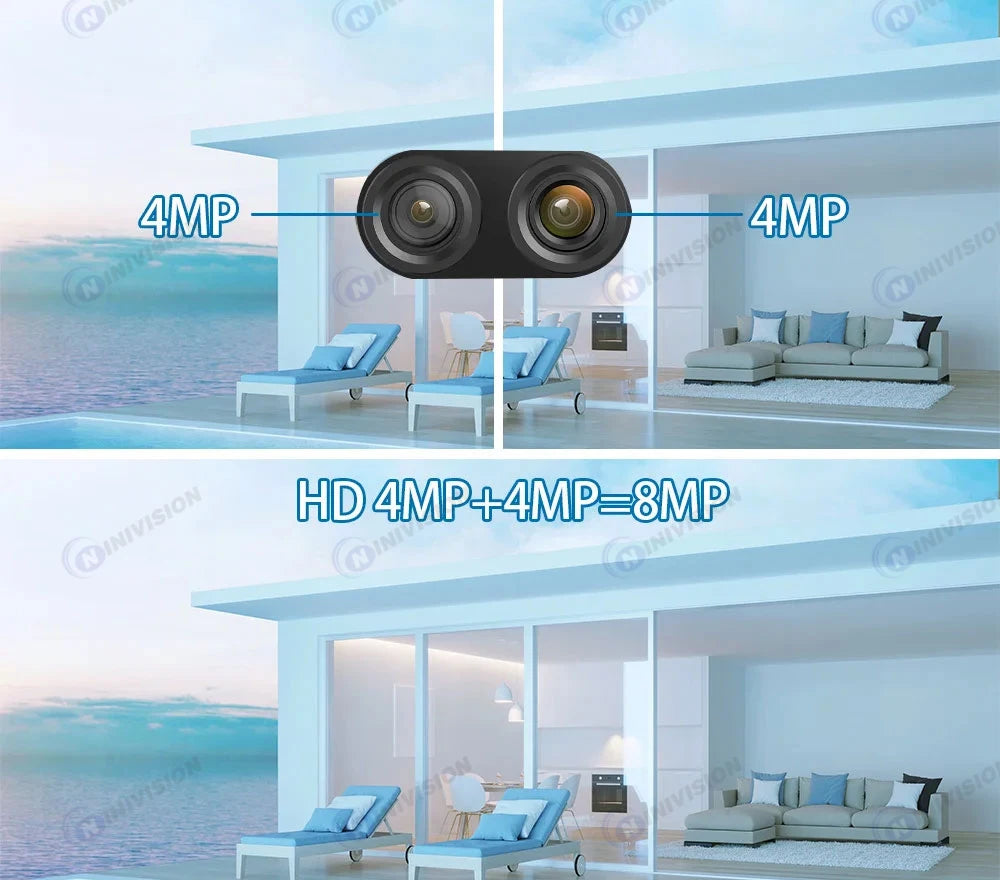 Tuya 4K 8MP PTZ Wifi Security Camera Dual Lens Up And Down Shots Auto Tracking Wireless CCTV Surveillance Camera Smart Life Home