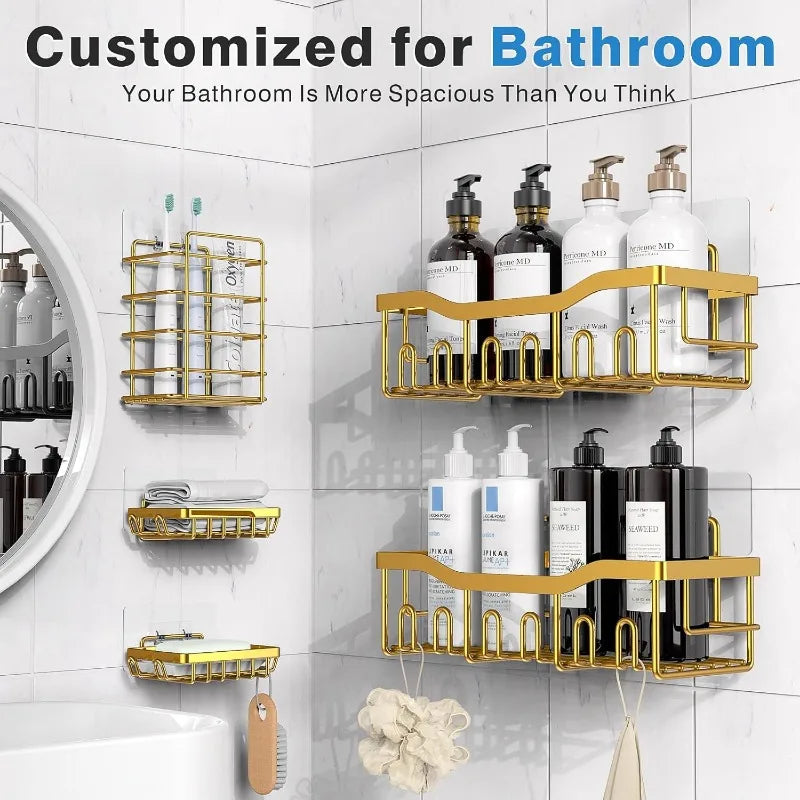 Shower Caddy 5 Pack,Adhesive Shower Organizer for Bathroom  ,No Drilling,Large Capacity,Rustproof Stainless Steel  Organizer
