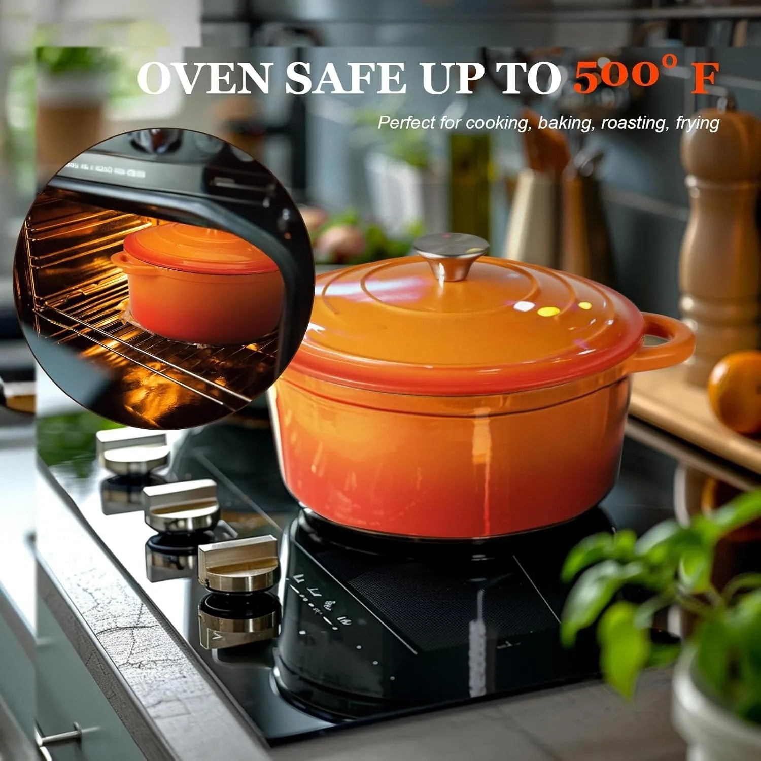 Dutch Oven -7QT with Lid Pot and Cotton Pot Rack - Heavy duty cookware for weaving, stewing, baking, and baking bread.