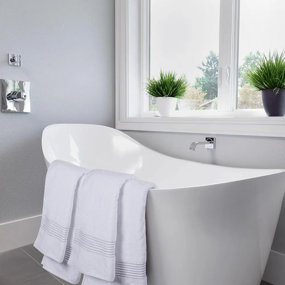 12 Pack Bath Towels Set, (27 x 54 Inches) 100% Ring Spun Cotton, Highly Absorbent, Soft Feel Towels, Perfect for Daily Use
