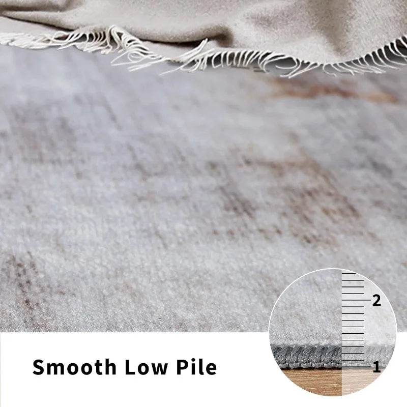 Abstract Area Rug Modern Washable Rug Soft Non Slip Rug Low Pile for Bedroom Living Room Dining Room Grey/Brown 4x6 Feet