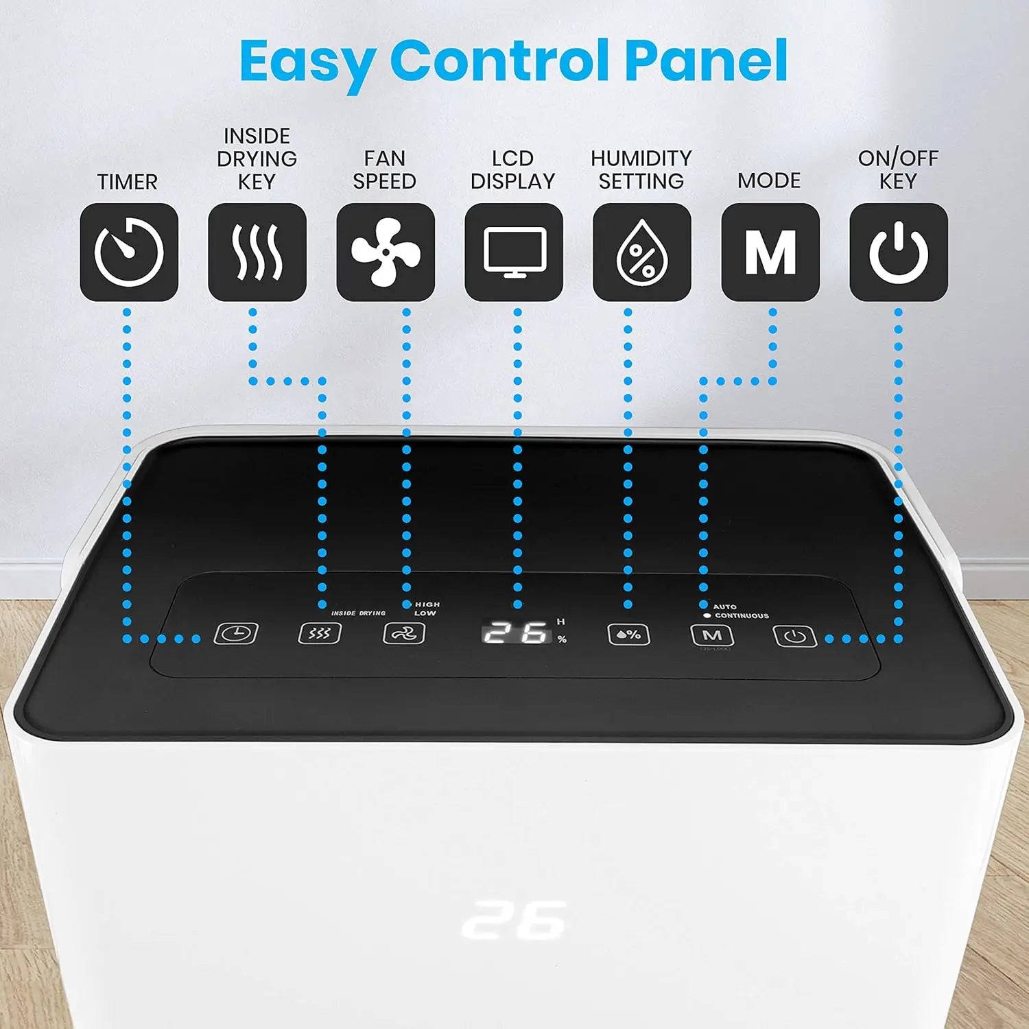 50-Pint Electric Home Compact Dehumidifier - 3000 Square Feet Quiet Electric Dehumidifiers For Home Closet Basement