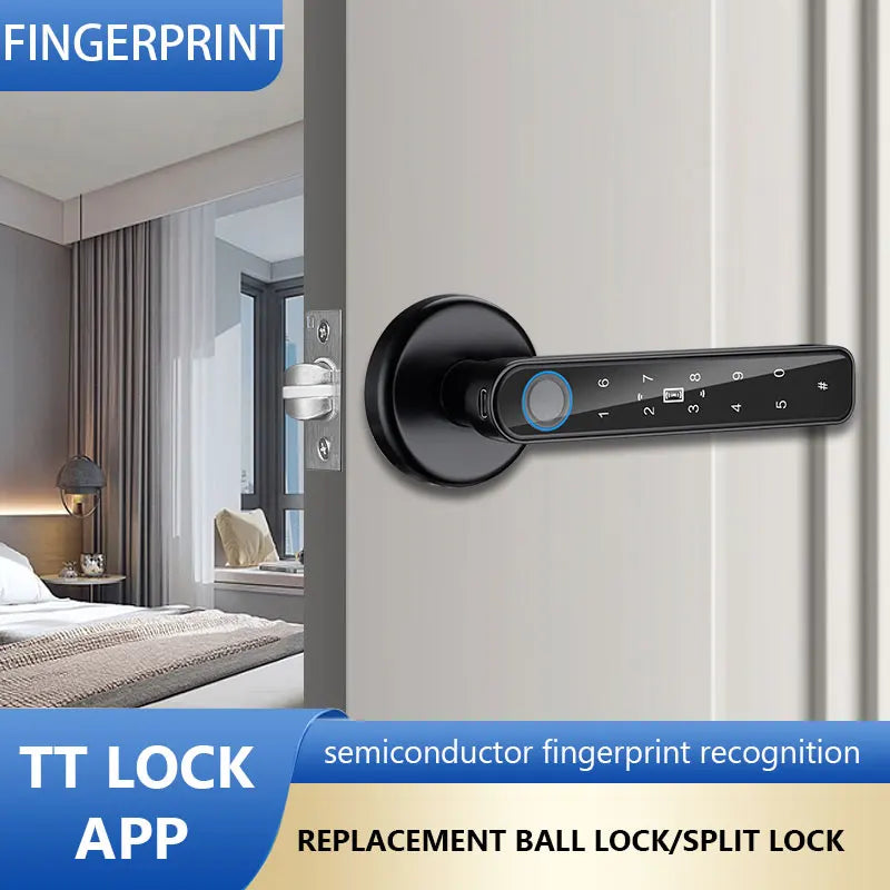TY TTK APP Control Door Locks Biometric Fingerprint Locker BT Smart Entry Home Handle App Unlock Digital Intelligent Lock