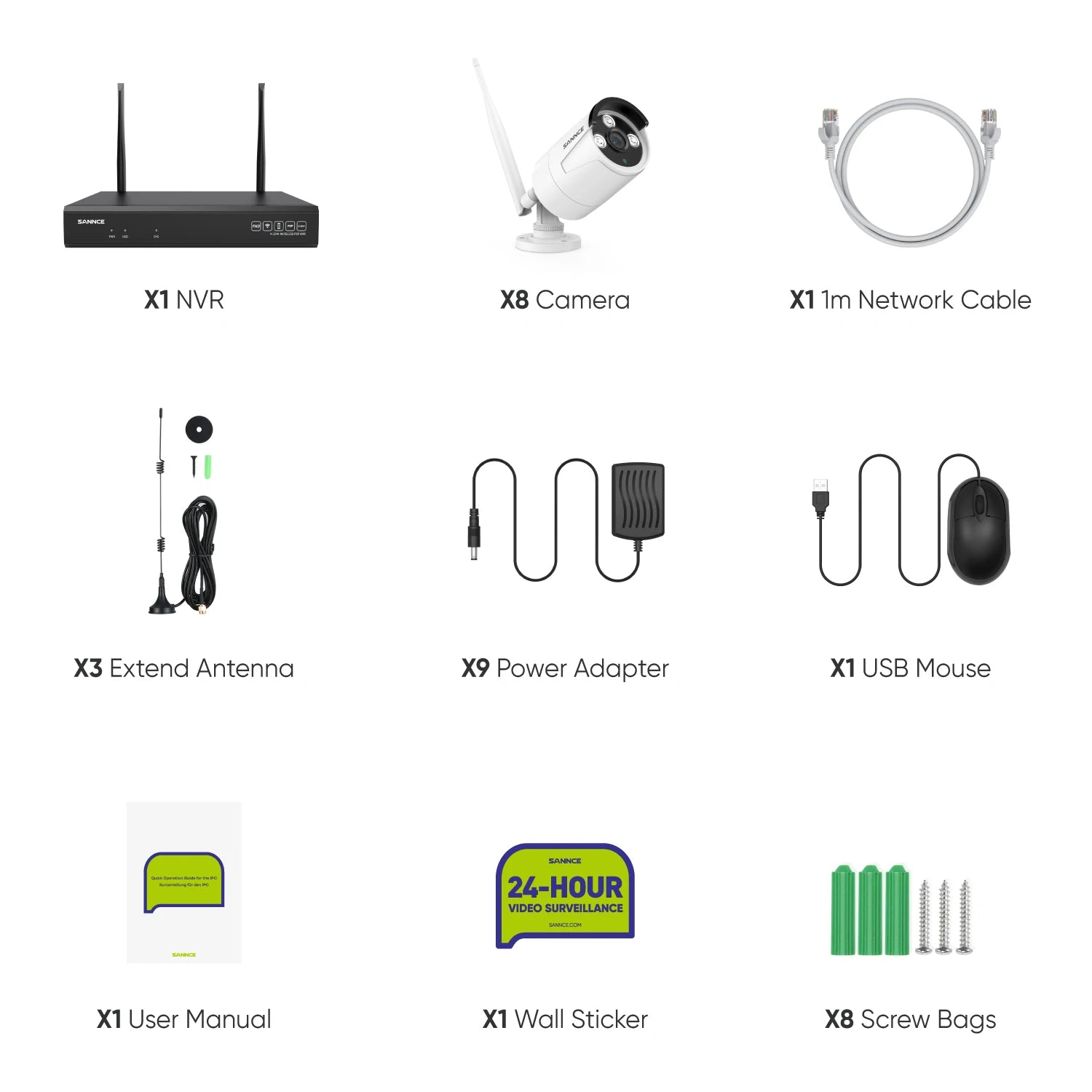 SANNCE 5MP WIFI Security Camera Audio Recording 30M IR Night Vision 10CH Wireless CCTV System Home Surveillance Kit Human Detect
