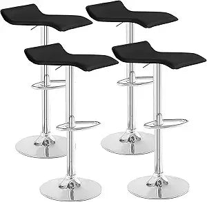 Bar Stools Set of 2, Swivel Bar Chairs, Adjustable Counter Bar Stools, Modern Armless PVC Stools for Kitchen/Island/Bar/Dining