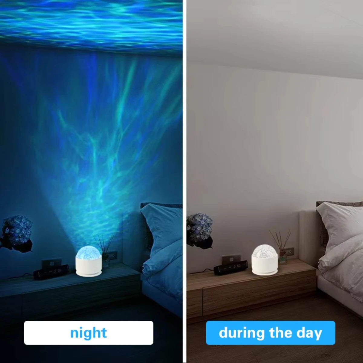 RGB Projection Night Light Wave Projector Light Gradual Water Lamp with Remote Control   Room Party Christmas Decor Light Messi