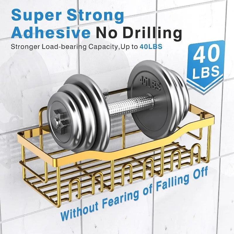 Shower Caddy 5 Pack,Adhesive Shower Organizer for Bathroom  ,No Drilling,Large Capacity,Rustproof Stainless Steel  Organizer