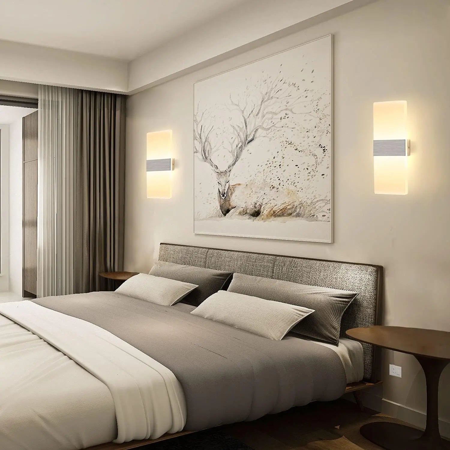 Modern Wall Sconces Dimmable 12W, LED Wall Lights Silver Up Down Wall Lamp for Bedrooms Hallway Corridor