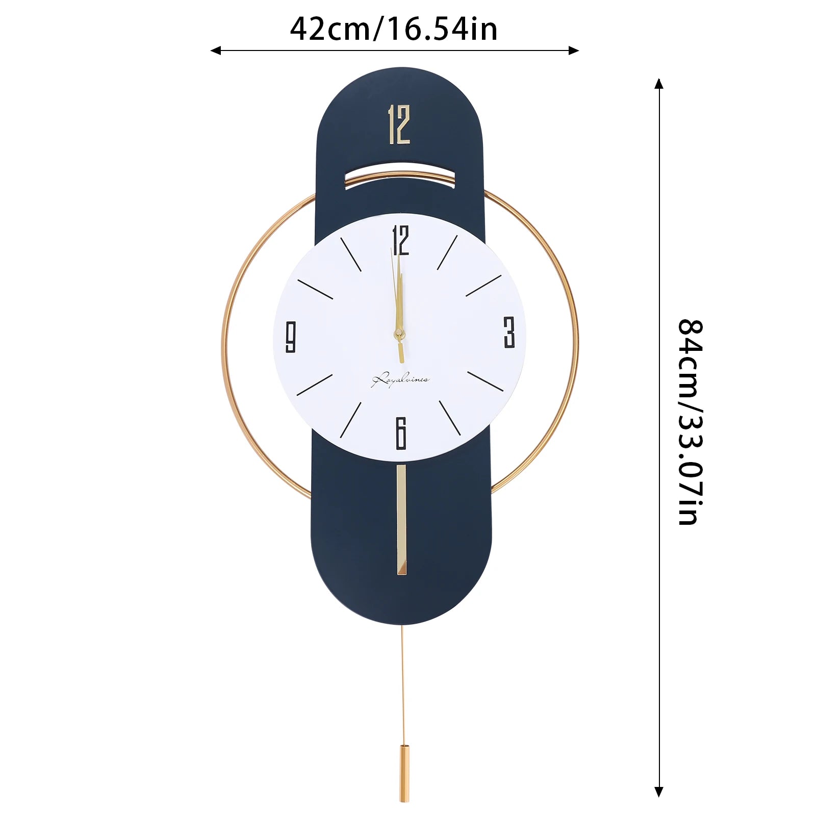 Modern Luxury Wall Clock with Golden Pointers, High-Density Board Dial, Stylish and , Battery Powered, Clear Display for Home