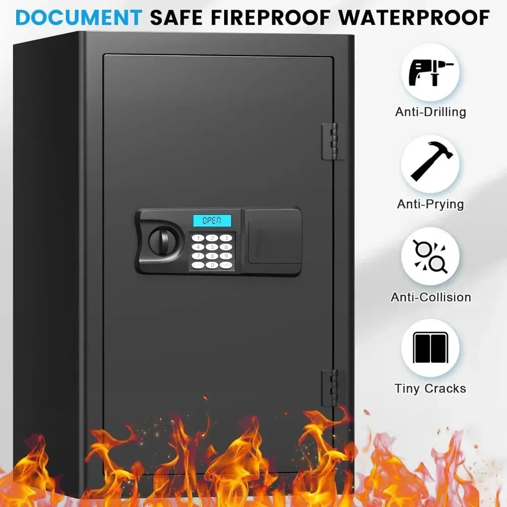 4.0 Large Family File Box Fire and Waterproof, Anti Theft and Fire File Box with Removable Drawers and Shelves, Safety File Safe