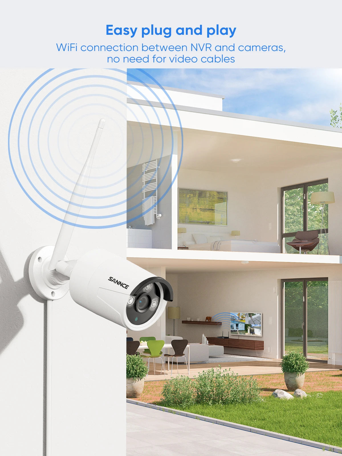 SANNCE 5MP WIFI Security Camera Audio Recording 30M IR Night Vision 10CH Wireless CCTV System Home Surveillance Kit Human Detect