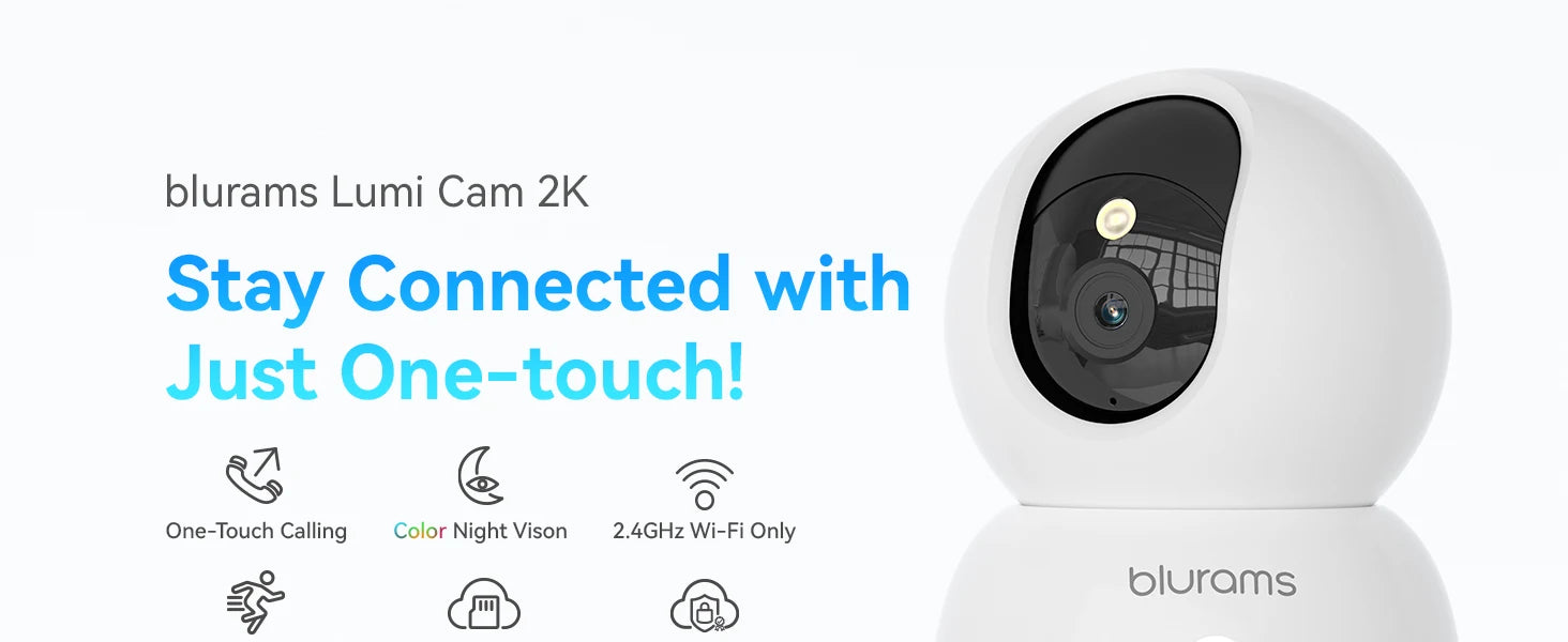 Blurams 2K Indoor Camera for Home Security, 360° Pet Dog Camera with Phone App, 2-Way Talk, One-Touch Call, Night Vision, 2.4GHz