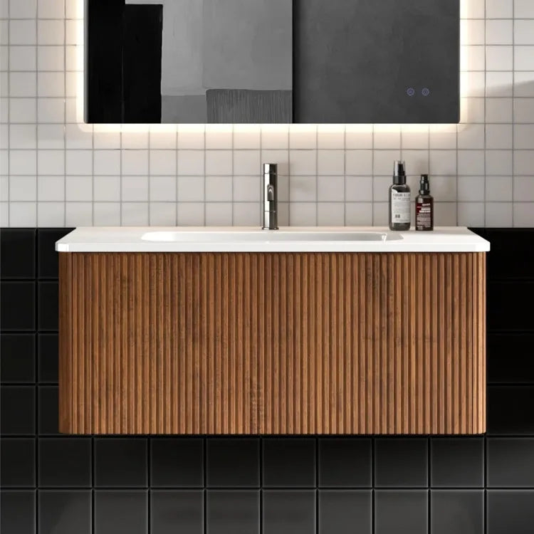 36" Bathroom Vanity Combo Single Wall Mounted Bathroom Cabinet with Ceramic Modern Bathroom  Cabinet with Soft Close Drawers