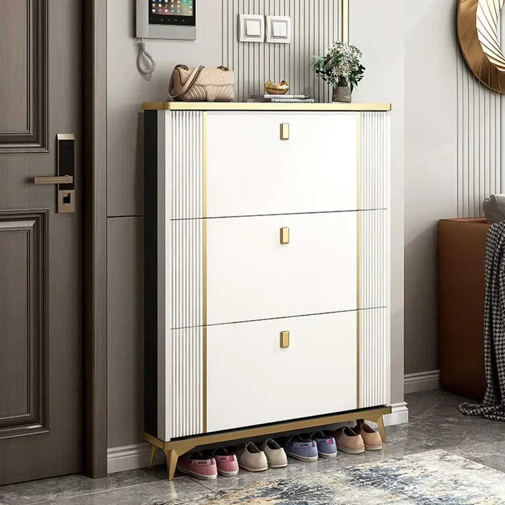 Living room furniture, independent shoe rack storage cabinet, modern narrow and thin hidden shoe rack, white home with door