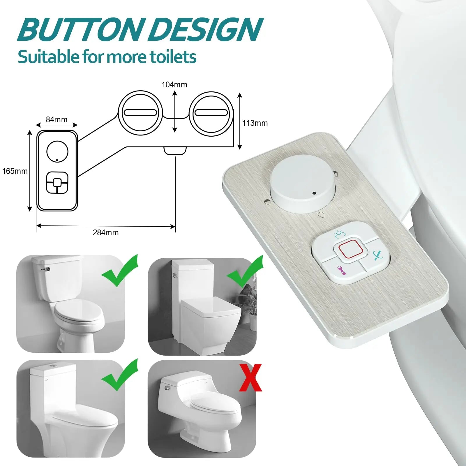 Samodra Bidet Toilet Seat Attachment Ultra-thin Non-electric Dual Nozzles Frontal & Rear Wash For Bathroom Toilet Bidet Sprayer