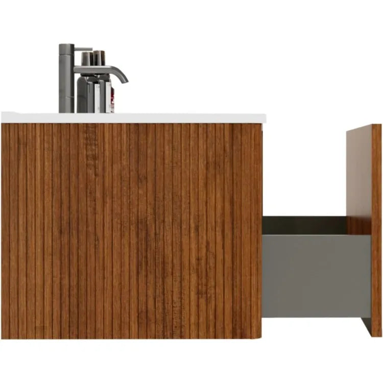36" Bathroom Vanity Combo Single Wall Mounted Bathroom Cabinet with Ceramic Modern Bathroom  Cabinet with Soft Close Drawers