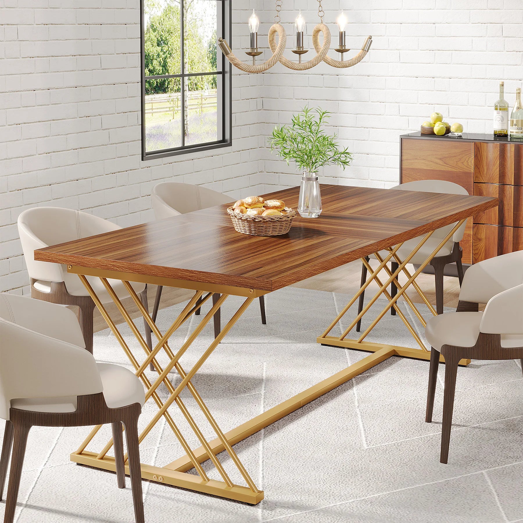 Tribesigns 63-Inch Dining Table for 4-6 People, Industrial Kitchen Table Dining Room Table for Living Room, Kitchen