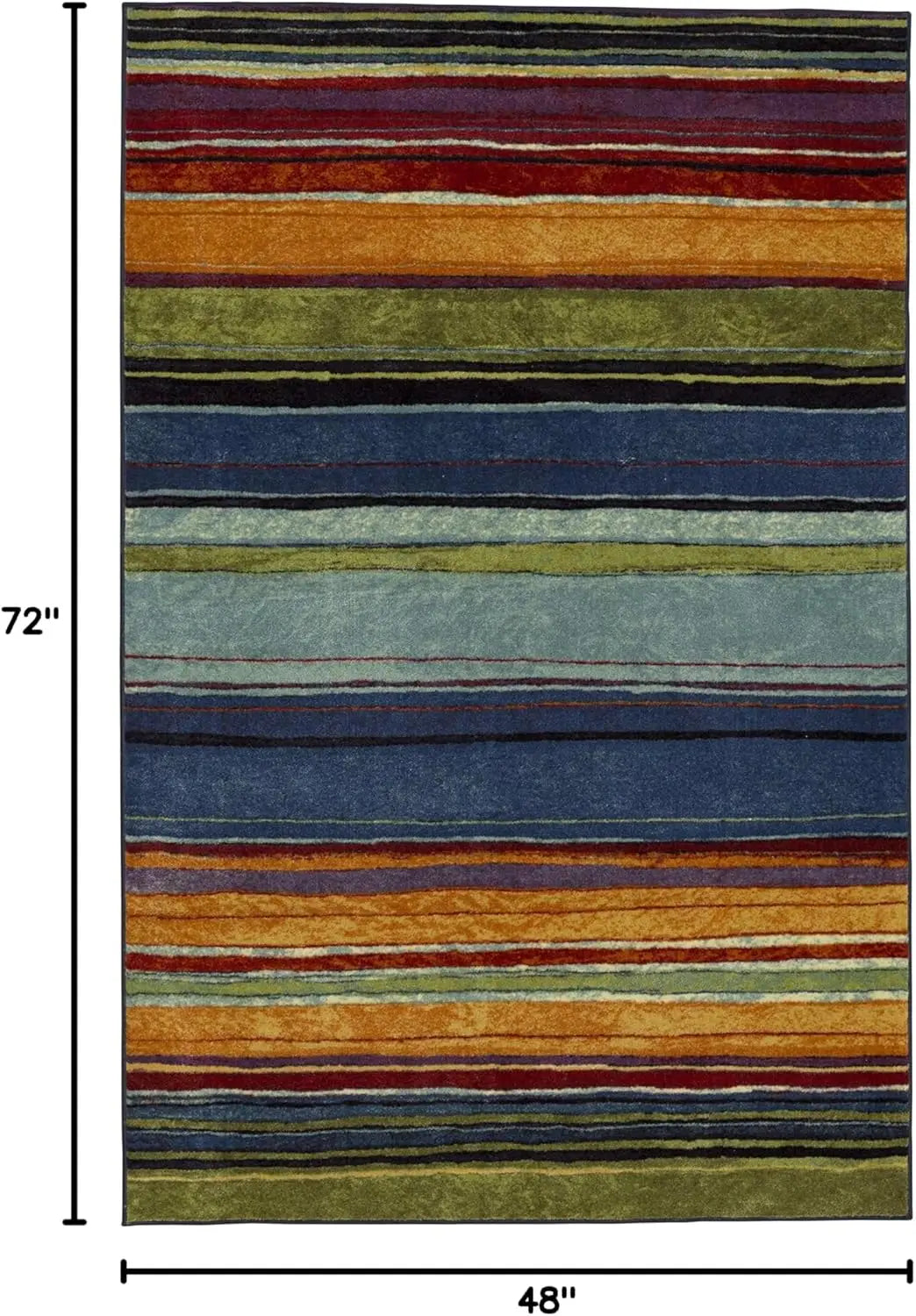 Rainbow Stripe 4' X 6' Area Rug - Multicolor - Perfect For Living Room, Dining Room, Office