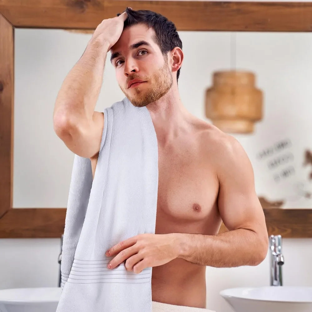 12 Pack Bath Towels Set, (27 x 54 Inches) 100% Ring Spun Cotton, Highly Absorbent, Soft Feel Towels, Perfect for Daily Use