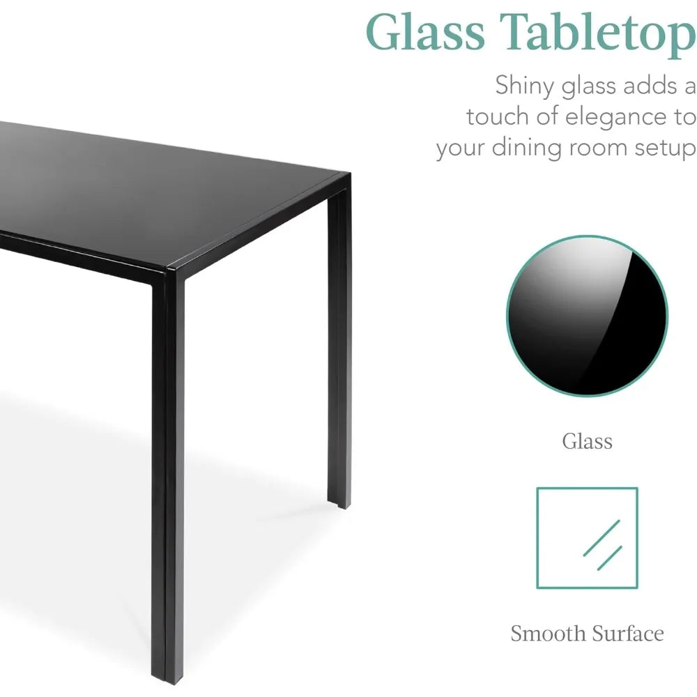 5-Piece Glass Dining Set, Modern Kitchen Table Furniture for Dining Room, Dinette, Compact Space-Saving w/G