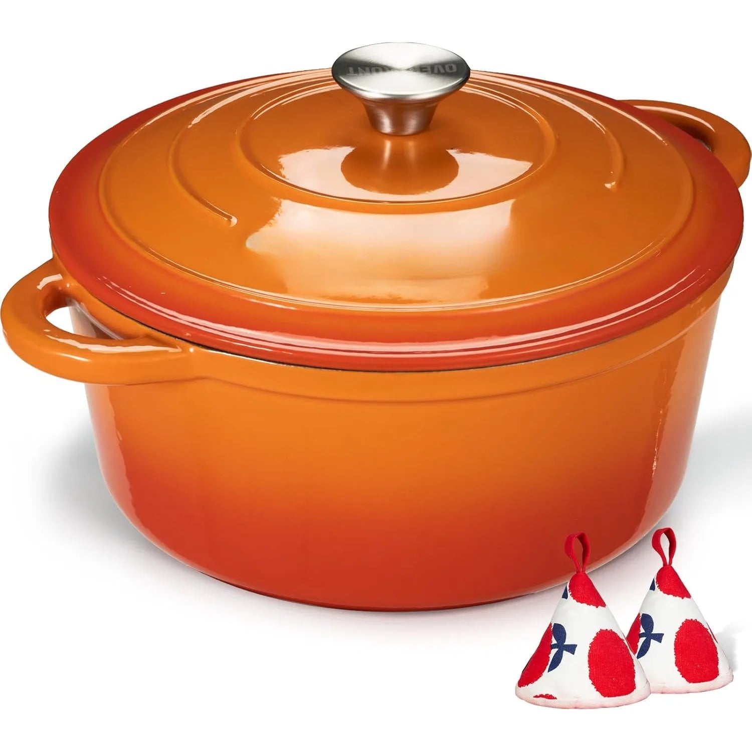 Dutch Oven -7QT with Lid Pot and Cotton Pot Rack - Heavy duty cookware for weaving, stewing, baking, and baking bread.
