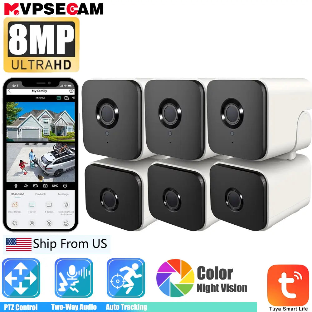 Tuya 4K 8MP PTZ Wifi Security Camera Dual Lens Up And Down Shots Auto Tracking Wireless CCTV Surveillance Camera Smart Life Home