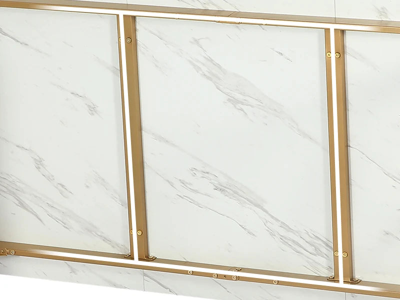 Tribesigns Dining Table, 63-inch Modern Marble Dining Room Table for 6 People, Rectangular Kitchen Table with Gold Metal Frame